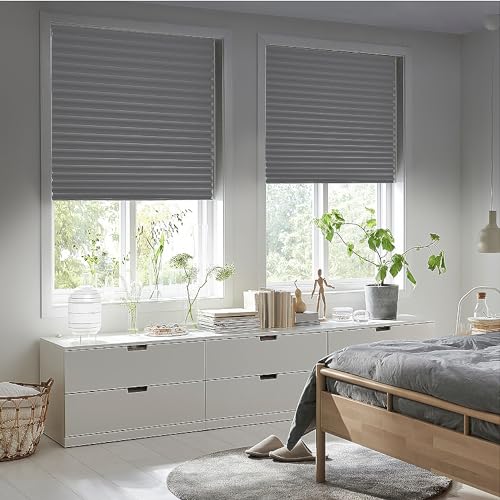 Dream-seeker Plissee Pleated Shade Hellgrau 1 Stück 60x120 cm(B×H) Lichtdurchlässig Klemmfix Ohne Bohren Rollo Für Fenster & Tür Plissee Kleben von Dream-seeker