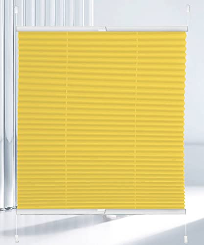 Dream-seeker Plissee Pleated Shade Yellow 2 Stück 60x120 cm(B×H) Lichtdurchlässig Klemmfix Ohne Bohren Rollo Für Fenster & Tür Plissee Kleben von Dream-seeker