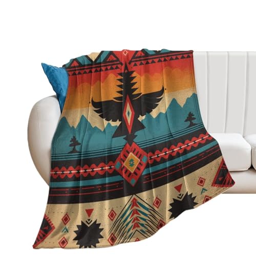 DreamAutumn Überwurfdecke mit Indianer-Muster, warm, superweich und plüschig, Flanell-Überwurf für Bett, Couch, Sofa, Büro, leichte, gemütliche, flauschige Decken für Kinder, Damen, Herren, 76,2 x von DreamAutumn