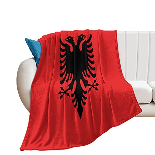 Flanell-Überwurfdecke, Albanien-Flagge, Überwurf, Decken, Nationalflaggen, Überwurf, superweich, flauschig, gemütlich, Decke für Couch, Sofa, Bett, Stuhl, Auto, Mikrofaser, leicht, warm, von DreamAutumn