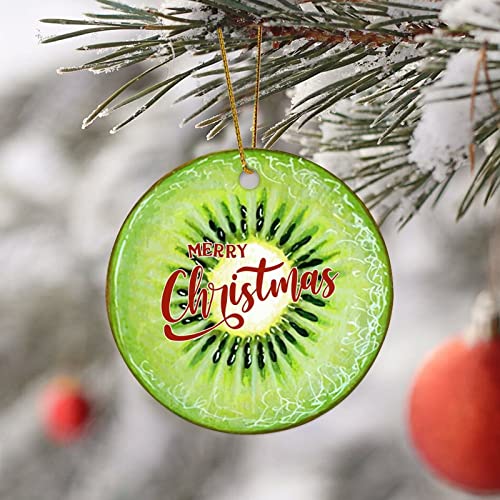 Frohe Weihnachten Ornamente Frohe Weihnachten Kiwi Flach Kreis Keramik Ornament f?r Weihnachtsbaum H?ngende Dekoration Weihnachten Andenken Winter Gedenkfeier Urlaub Souvenir Neujahr Party Dekor von DreamAutumn