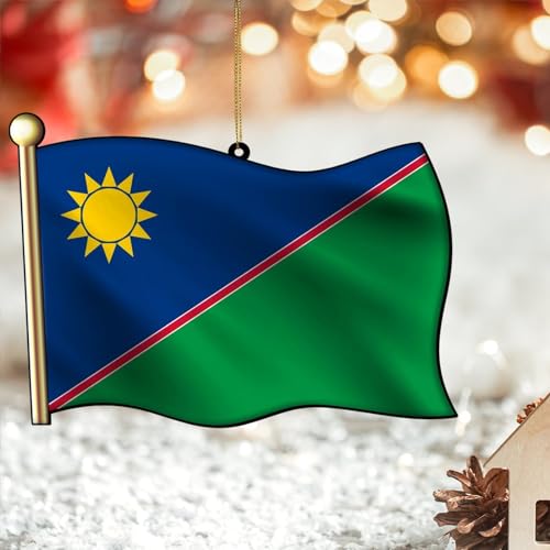 Namibia-Flagge 2D Acryl Weihnachtsschmuck Namibia Andenken Nationalflaggen Ornamente für Weihnachtsbäume Kugeln Neujahr Sammlerstück Urlaub Souvenir Strumpffüller Tag von DreamAutumn