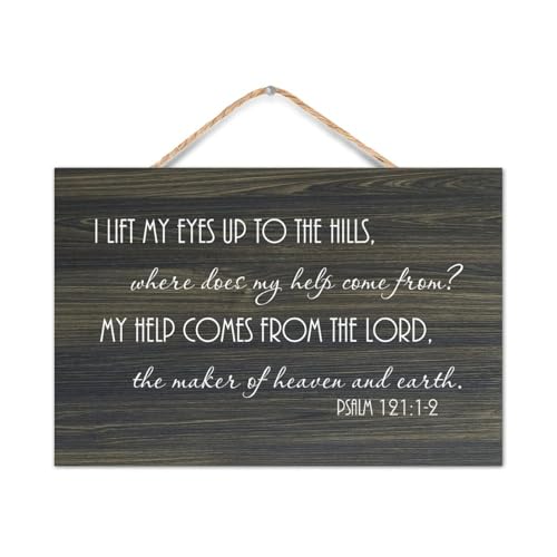 Psalm 121:1 2 I Lift My Eyes Up to The Hills, Where Does My Help Come from Holzschild 20,3 x 30,5 cm Bibelholzschild Bauernhaus, rustikale Familienwandtafel für Wohnzimmer, Küche, Weihnachtsdekoration von DreamAutumn