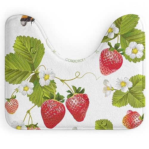 DreamBay Badezimmer U-förmige WC-Vorleger Badteppich Teppich Erdbeere Blumen Niedliche Bienen von DreamBay