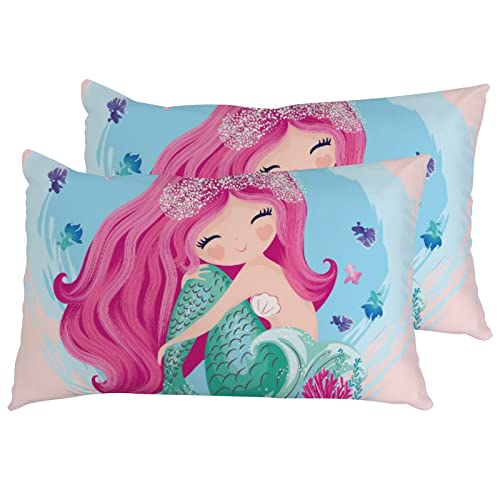 Kissenbezug, 2 Stück, Meerjungfrau, Meerjungfrau, Meerjungfrau, Ozean, Meeres, süßer Kissenbezug, 60 x 40 cm von DreamBay