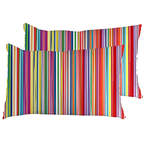 Kissenbezug-Set mit 2 bunten Regenbogen-Streifen, Kissenbezug, langer Kissenbezug, 60 x 40 cm von DreamBay