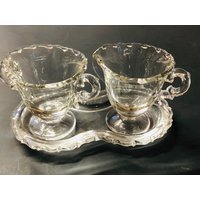 Fostoria Century Elegante Vintage Klare Glas Zuckerdose Milchkännchen Tablett von DreamCottageAntiques
