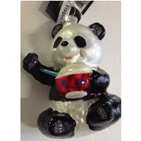Robert Stanley Glas Weihnachten Ornament Panda Bär Essen Reis von DreamCottageAntiques