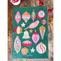 Geschirrtuch Mit Retro Weihnachtsornamenten, Für Die Küche von DreamFolkStudio