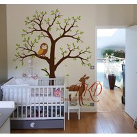 Baum Wandtattoo Wandaufkleber Für Hängeregale, Baby Kinderzimmer Aufkleber Wandkunst Wohnzimmer, Farbe Mit Eule von DreamKidsDecal