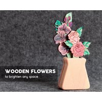 Holzblumen in Vase - Muttertagsgeschenk Orchideen Und Rosen Aus Holz Geburtstagsgeschenk Oder Hochzeitsdekor von DreamONstudio27