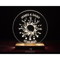 Personalisierte Hochzeit Benutzerdefinierte Nachtlicht Lampe Mit Sonne Und Mond - Boho Home Decor, Geschenk Für Paare von DreamONstudio27