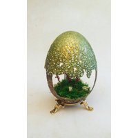 Handgeschnitztes Gänseei, Masse Aus Stabilisiertem Moos, Handbemalen Eierschale, Eikunst von DreamPresents