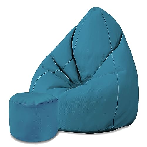 DreamRoots Bean Bag 80x80x120cm - Oxford Stoff 220 gr/m2 Wasserdicht - Sitzsack mit Lehne und Hocker und Bezug - Sitzkissen Boden - Bubibag Sitzsack - Sitzsack mit Füllung von DreamRoots