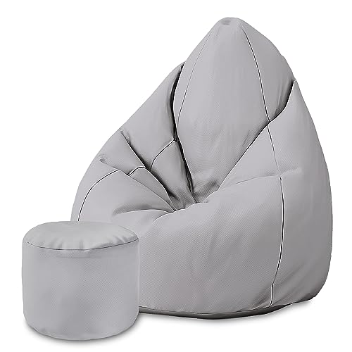DreamRoots Sitzsack für Kinder und Erwachsene - Sitzsack mit Füllung, Lehne, Hocker und Bezug - Oxford Stoff 220 gr/m2 Wasserdicht - Sitzkissen Boden - Chill Sack M, Hellgrau DreamRoots Sitzsack für Kinder und Erwachsene - Sitzsack mit Füllung, Lehne, Hocker und Bezug - Oxford Stoff 220 gr/m2 Wasserdicht - Sitzkissen Boden - Chill Sack M, Hellgrau von DreamRoots