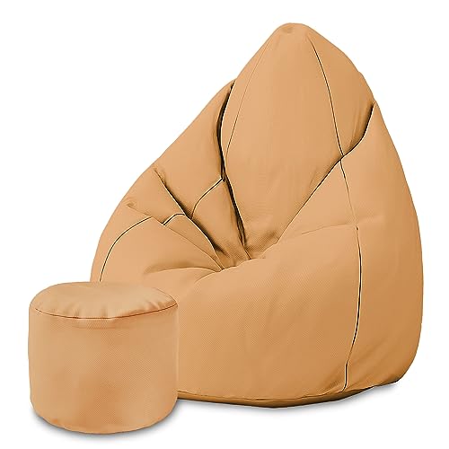 DreamRoots Bean Bag 80x80x120cm - Sitzsack mit Füllung, Lehne, Hocker und Bezug - Oxford Stoff 220 gr/m2 Wasserdicht - Sitzkissen Boden - Bubibag Sitzsack von DreamRoots