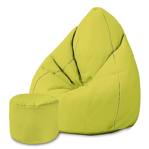 DreamRoots Bean Bag 80x80x120cm - Oxford Stoff 220 gr/m2 Wasserdicht - Sitzsack mit Lehne und Hocker und Bezug - Sitzkissen Boden - Bubibag Sitzsack - Sitzsack mit Füllung von DreamRoots