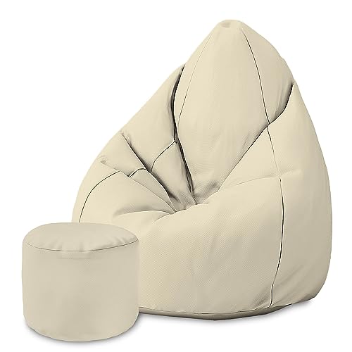 DreamRoots Bean Bag 80x80x120cm - Sitzsack mit Füllung, Lehne, Hocker und Bezug - Oxford Stoff 220 gr/m2 Wasserdicht - Sitzkissen Boden - Bubibag Sitzsack von DreamRoots