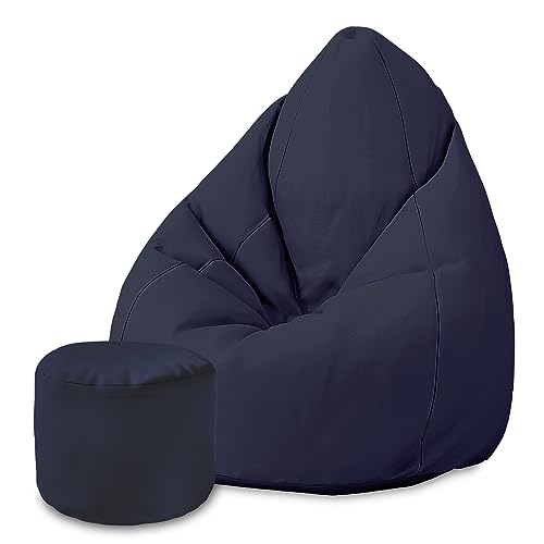 DreamRoots Sitzsack für Kinder und Erwachsene - Sitzsack mit Füllung, Lehne, Hocker und Bezug - Oxford Stoff 220 gr/m2 Wasserdicht - Sitzkissen Boden - Chill Sack M, Dunkelblau DreamRoots Sitzsack für Kinder und Erwachsene - Sitzsack mit Füllung, Lehne, Hocker und Bezug - Oxford Stoff 220 gr/m2 Wasserdicht - Sitzkissen Boden - Chill Sack M, Dunkelblau von DreamRoots