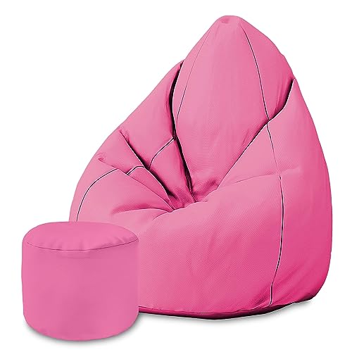 DreamRoots Bean Bag 80x80x120cm - Sitzsack mit Füllung, Lehne, Hocker und Bezug - Oxford Stoff 220 gr/m2 Wasserdicht - Sitzkissen Boden - Bubibag Sitzsack von DreamRoots