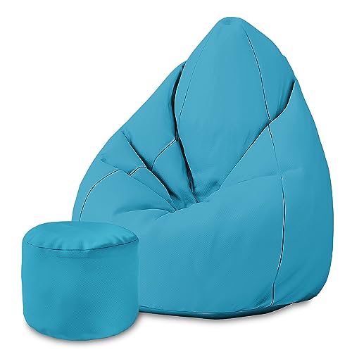 DreamRoots Bean Bag 80x80x120cm - Oxford Stoff 220 gr/m2 Wasserdicht - Sitzsack mit Lehne und Hocker und Bezug - Sitzkissen Boden - Bubibag Sitzsack - Sitzsack mit Füllung von DreamRoots