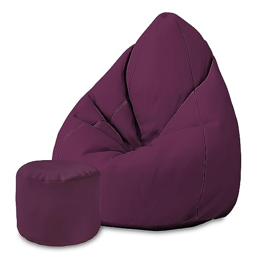 DreamRoots Sitzsack für Kinder und Erwachsene - Sitzsack mit Füllung, Lehne, Hocker und Bezug - Oxford Stoff 220 gr/m2 Wasserdicht - Sitzkissen Boden - Chill Sack M, Dunkellila DreamRoots Sitzsack für Kinder und Erwachsene - Sitzsack mit Füllung, Lehne, Hocker und Bezug - Oxford Stoff 220 gr/m2 Wasserdicht - Sitzkissen Boden - Chill Sack M, Dunkellila von DreamRoots
