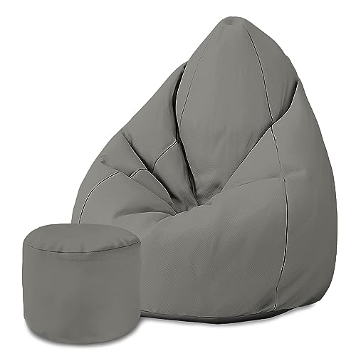 DreamRoots Sitzsack für Kinder und Erwachsene - Sitzsack mit Füllung, Lehne, Hocker und Bezug - Oxford Stoff 220 gr/m2 Wasserdicht - Sitzkissen Boden - Chill Sack M, Grau DreamRoots Sitzsack für Kinder und Erwachsene - Sitzsack mit Füllung, Lehne, Hocker und Bezug - Oxford Stoff 220 gr/m2 Wasserdicht - Sitzkissen Boden - Chill Sack M, Grau von DreamRoots