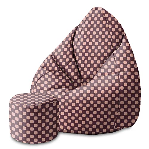 DreamRoots Bean Bag 80x80x120cm - Sitzsack mit Lehne und Hocker und Bezug - Sitzkissen Boden - Chill Bubibag - Sitzsack mit Füllung - Erwachsene mit Füllung M-Geo1 von DreamRoots