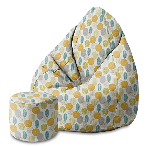 DreamRoots Bean Bag 80x80x120cm - Sitzsack mit Lehne und Hocker und Bezug - Sitzkissen Boden - Chill Bubibag - Sitzsack mit Füllung - Erwachsene mit Füllung M-Lichtblum1 von DreamRoots