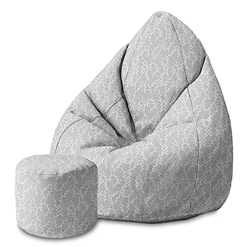 DreamRoots Bean Bag 80x80x120cm - Sitzsack mit Lehne und Hocker und Bezug - Sitzkissen Boden - Chill Bubibag - Sitzsack mit Füllung - Erwachsene mit Füllung M-Lichtblum1 von DreamRoots