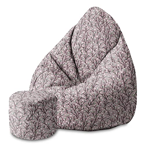 DreamRoots Bean Bag 80x80x120cm - Sitzsack mit Lehne und Hocker und Bezug - Sitzkissen Boden - Chill Bubibag - Sitzsack mit Füllung - Erwachsene mit Füllung M-Lichtblum1 von DreamRoots