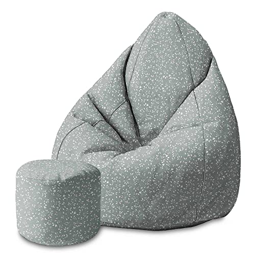 DreamRoots Bean Bag 80x80x120cm - Sitzsack mit Lehne und Hocker und Bezug - Sitzkissen Boden - Chill Bubibag - Sitzsack mit Füllung - Erwachsene mit Füllung M-Lichtblum1 von DreamRoots