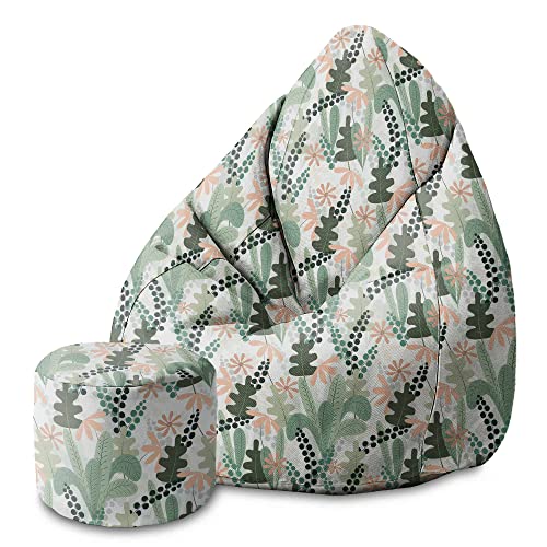 DreamRoots Bean Bag 80x80x120cm - Sitzsack mit Lehne und Hocker und Bezug - Sitzkissen Boden - Chill Bubibag - Sitzsack mit Füllung - Erwachsene mit Füllung M-Lichtblum1 von DreamRoots
