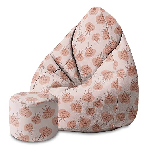 DreamRoots Bean Bag 80x80x120cm - Sitzsack mit Lehne und Hocker und Bezug - Sitzkissen Boden - Chill Bubibag - Sitzsack mit Füllung - Erwachsene mit Füllung M-Lichtblum1 von DreamRoots