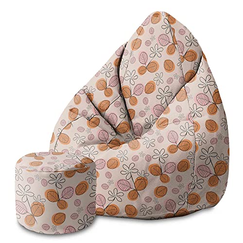 DreamRoots Bean Bag 80x80x120cm - Sitzsack mit Lehne und Hocker und Bezug - Sitzkissen Boden - Chill Bubibag - Sitzsack mit Füllung - Erwachsene mit Füllung M-Lichtblum2 von DreamRoots