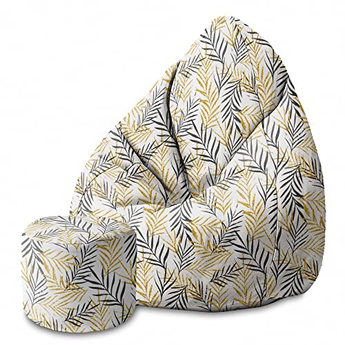 DreamRoots Bean Bag 80x80x120cm - Sitzsack mit Lehne und Hocker und Bezug - Sitzkissen Boden - Chill Sack - Bubibag Sitzsack - Sitzsack mit Füllung - Sitzsack Erwachsene mit Füllung M-Lichtblum1 von DreamRoots