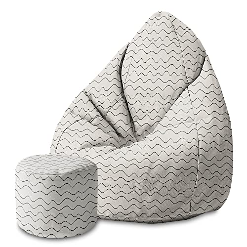 DreamRoots Bean Bag 80x80x120cm - Sitzsack mit Lehne und Hocker und Bezug - Sitzkissen Boden - Chill Sack - Bubibag Sitzsack - Sitzsack mit Füllung - Sitzsack Erwachsene mit Füllung M-Geo2 von DreamRoots