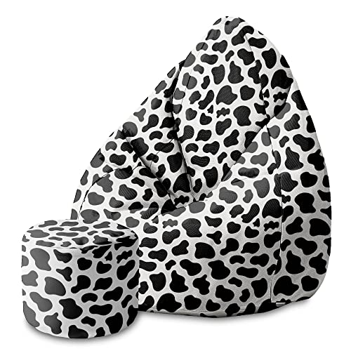 DreamRoots Bean Bag 80x80x120cm - Sitzsack mit Lehne und Hocker und Bezug - Sitzkissen Boden - Chill Bubibag - Sitzsack mit Füllung - Erwachsene mit Füllung M-Geo1 von DreamRoots
