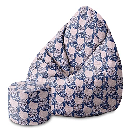 DreamRoots Bean Bag 80x80x120cm - Sitzsack mit Lehne und Hocker und Bezug - Sitzkissen Boden - Chill Sack - Bubibag Sitzsack - Sitzsack mit Füllung - Sitzsack Erwachsene mit Füllung M-Geo1 von DreamRoots