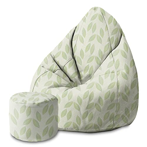 DreamRoots Bean Bag 80x80x120cm - Sitzsack mit Lehne und Hocker und Bezug - Sitzkissen Boden - Chill Sack - Bubibag Sitzsack - Sitzsack mit Füllung - Sitzsack Erwachsene mit Füllung M-Lichtblum1 von DreamRoots