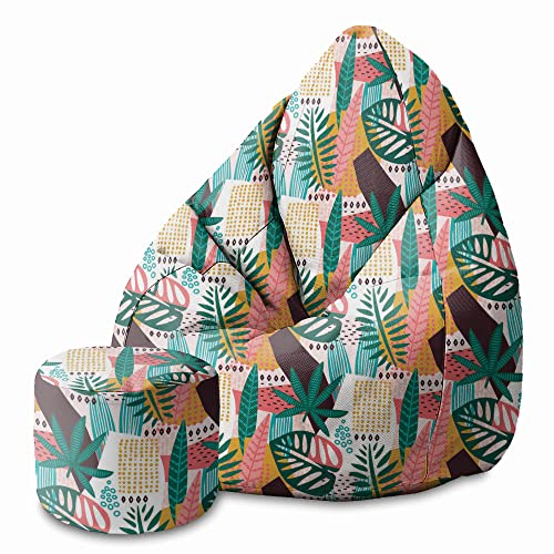 DreamRoots Bean Bag 80x80x120cm - Sitzsack mit Lehne und Hocker und Bezug - Sitzkissen Boden - Chill Bubibag - Sitzsack mit Füllung - Erwachsene mit Füllung M-Lichtblum1 von DreamRoots