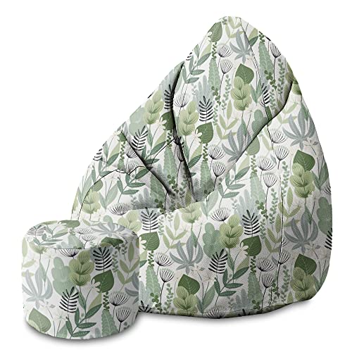 DreamRoots Bean Bag 80x80x120cm - Sitzsack mit Lehne und Hocker und Bezug - Sitzkissen Boden - Chill Bubibag - Sitzsack mit Füllung - Erwachsene mit Füllung M-Lichtblum1 von DreamRoots
