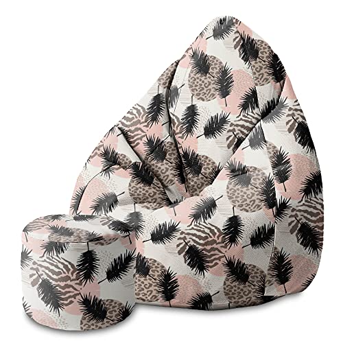 DreamRoots Bean Bag 80x80x120cm - Sitzsack mit Lehne und Hocker und Bezug - Sitzkissen Boden - Chill Bubibag - Sitzsack mit Füllung - Erwachsene mit Füllung M-Lichtblum1 von DreamRoots