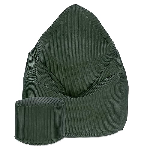 DreamRoots Sitzsack Cord Erwachsener Sitzsäcke Jugendlicher Teenager 80x80x120cm - Sitzsack mit Füllung, Hocker, Lehne und Bezug - Bean Bag Chair - Sitzkissen Boden - Chill Sack von DreamRoots