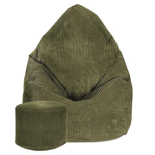 DreamRoots Sitzsack Cord Erwachsener Sitzsäcke Jugendlicher Teenager 80x80x120cm - Sitzsack mit Füllung, Hocker, Lehne und Bezug - Bean Bag Chair - Sitzkissen Boden - Chill Sack von DreamRoots