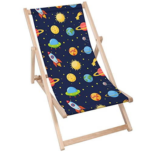 DreamRoots Liegestuhl Kinder Garten - Gartenstuhl Kinder Draußen - Kinder Klappstuhl - Kinder Campingstuhl Faltbar mit waschbare 100% Polyester - Kinder Liegestuhl - Kinder Gartenstuhl von DreamRoots