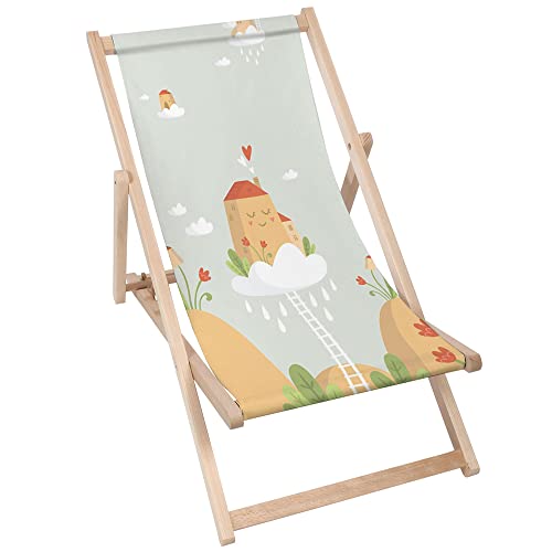 DreamRoots Liegestuhl Kinder Garten - Gartenstuhl Kinder Draußen - Kinder Klappstuhl - Kinder Campingstuhl Faltbar mit waschbare 100% Polyester - Kinder Liegestuhl - Kinder Gartenstuhl von DreamRoots