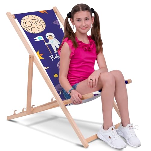 DreamRoots Liegestuhl Kinder Outdoor Personalisiert, Faltbarer Kinderliegestuhl bis 30kg, Waschbarer Bezug aus 100% Polyester, Ideal für Garten, Camping und Strand DreamRoots Liegestuhl Kinder Outdoor Personalisiert, Faltbarer Kinderliegestuhl bis 30kg, Waschbarer Bezug aus 100% Polyester, Ideal für Garten, Camping und Strand von DreamRoots
