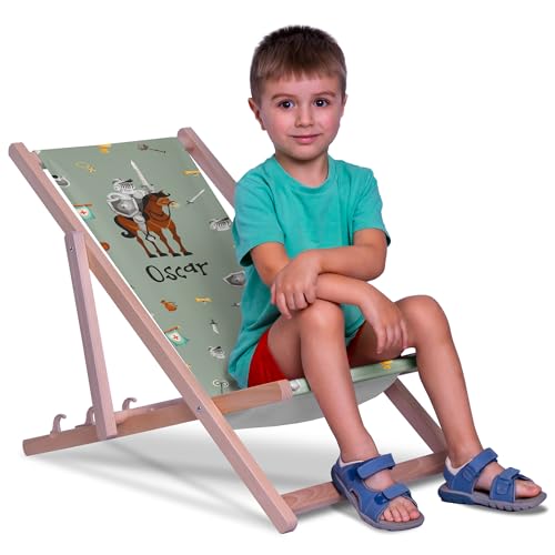 DreamRoots Liegestuhl Kinder Outdoor Personalisiert, Faltbarer Kinderliegestuhl bis 30kg, Waschbarer Bezug aus 100% Polyester, Ideal für Garten, Camping und Strand von DreamRoots