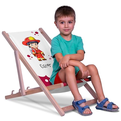 DreamRoots Liegestuhl Kinder Outdoor Personalisiert, Faltbarer Kinderliegestuhl bis 30kg, Waschbarer Bezug aus 100% Polyester, Ideal für Garten, Camping und Strand von DreamRoots